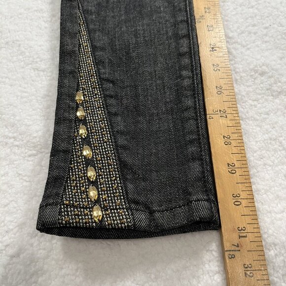 Grace in LA Women's Y2K Stunned Rhinestone Skinny Jeans Size 0/23 Black NWT - Picture 11 of 12